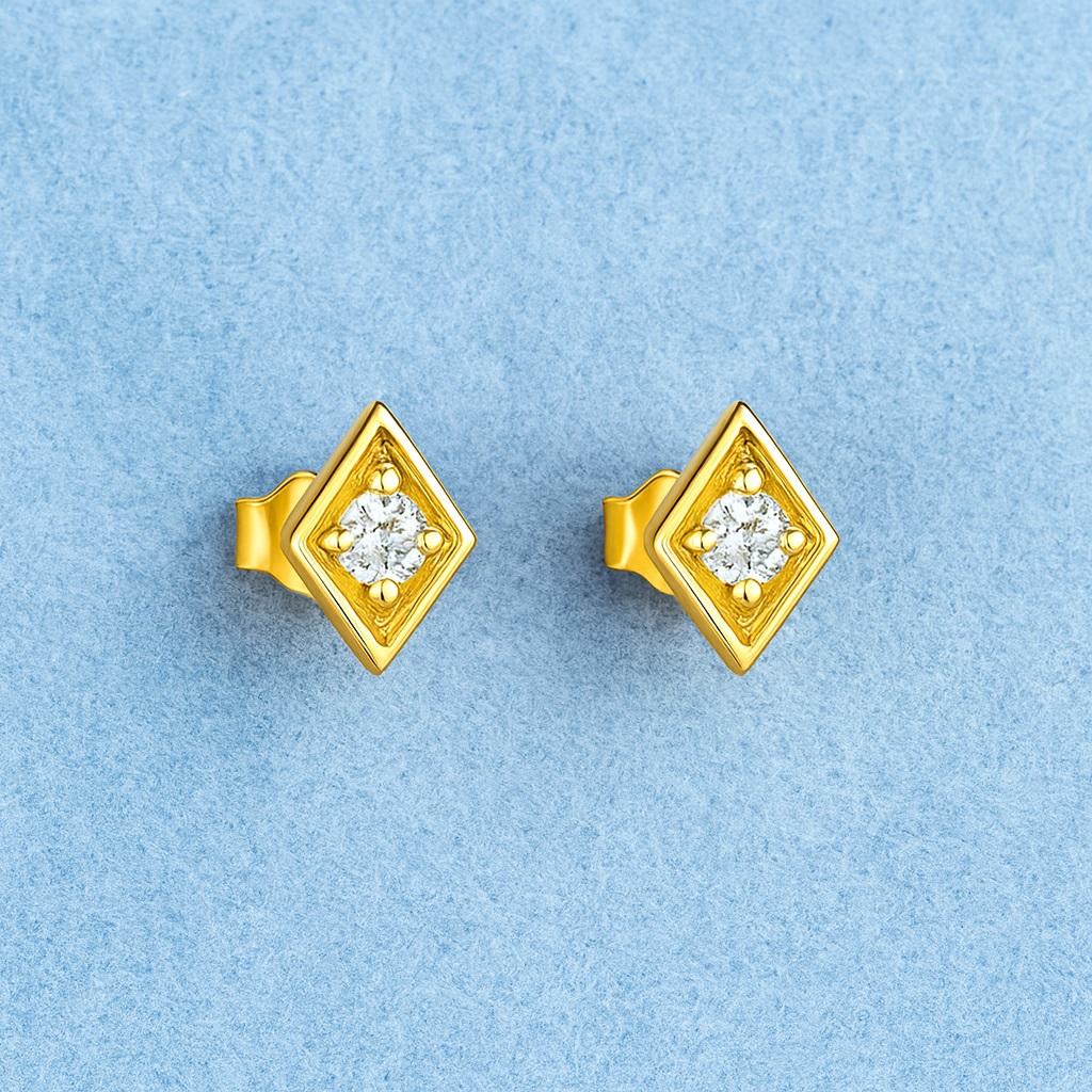 geometric Stud Earrings - Sterling Silver Gold Plated