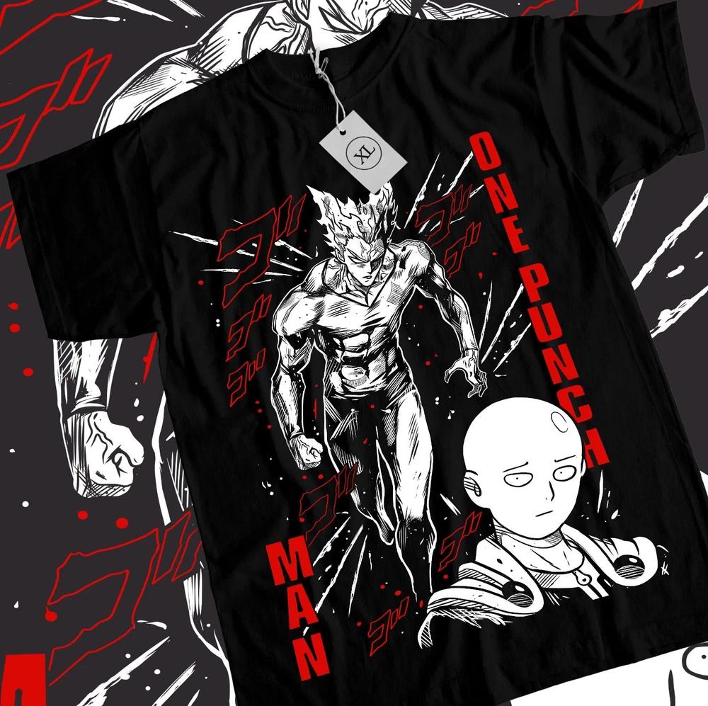 Anime Saitama One Punch Unisex Black TShirt S