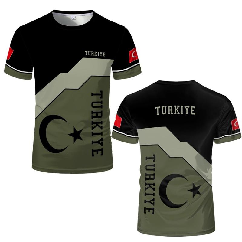 Türkiye Flag 3D Printed T-shirt Türkiye Style Pattern Men's Top Summer Fashion Football Short Sleeve Sweatshirt