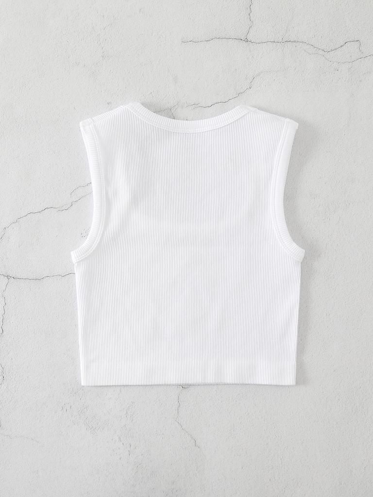 Plus Size Quick-Dry Ribbed Yoga Sports Tank with Square Neck