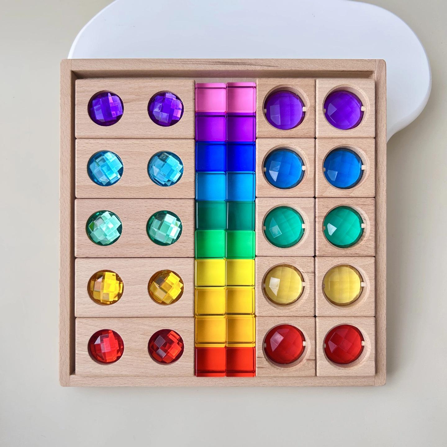 Rainbow Translucent Acrylic Gemstone Cube Set – Sensory & Educational Building Blocks