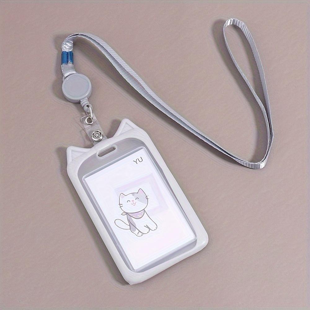 

A Cat Ear Card Holder, A Cute and Stylish Multifunctional Keychain for Students, Suitable for Student ID, Bus Card, Work ID сірий