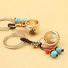 Brass Mini Blessings Jar Keychain with Five Emperors Coins, Green Bead, Rice Jar Pendant, and Rope