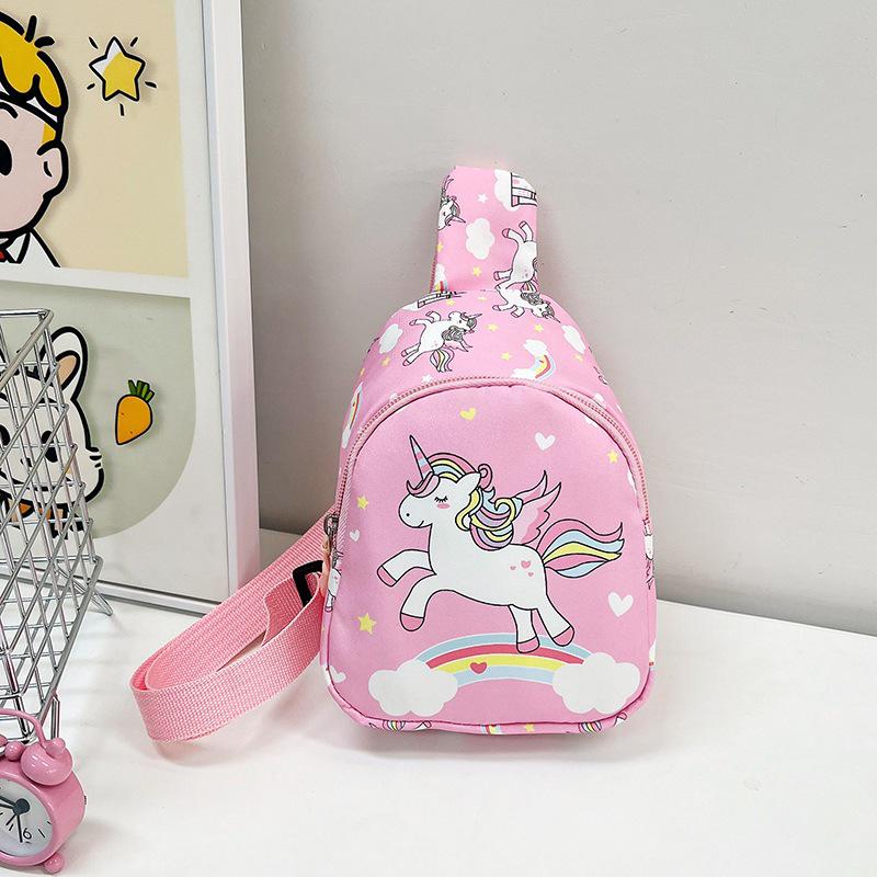 Kids' Rainbow Unicorn & Dinosaur Print Crossbody Bag for Outings