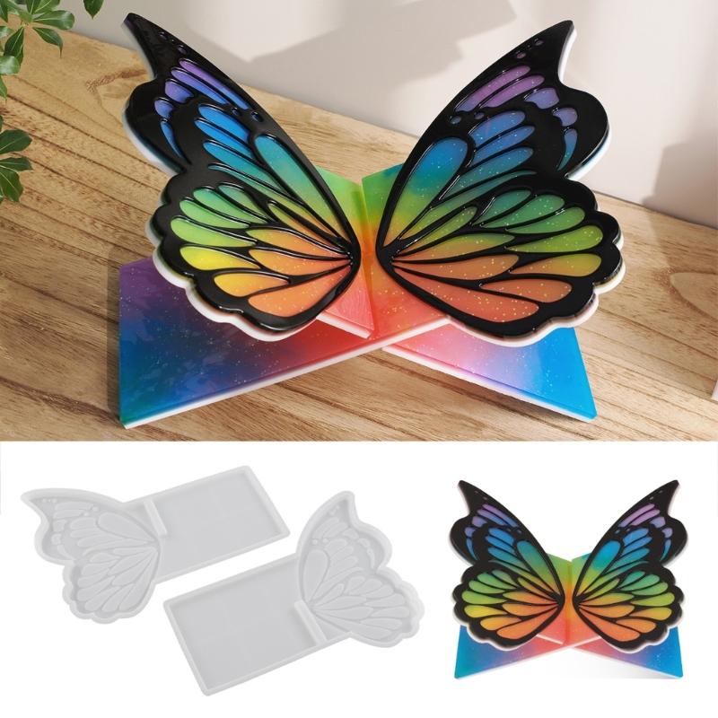 Creative Silicone Butterfly Shape Bookshelf Resin Mold Unique Bookrack Ornament Mould Artistic Book Rack Making Molds
