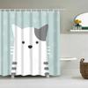 Cute Puppy Cat Cartoon Shower Curtain Waterproof Polyester Fabric With Hooks Washable Bathroom Decor Partition