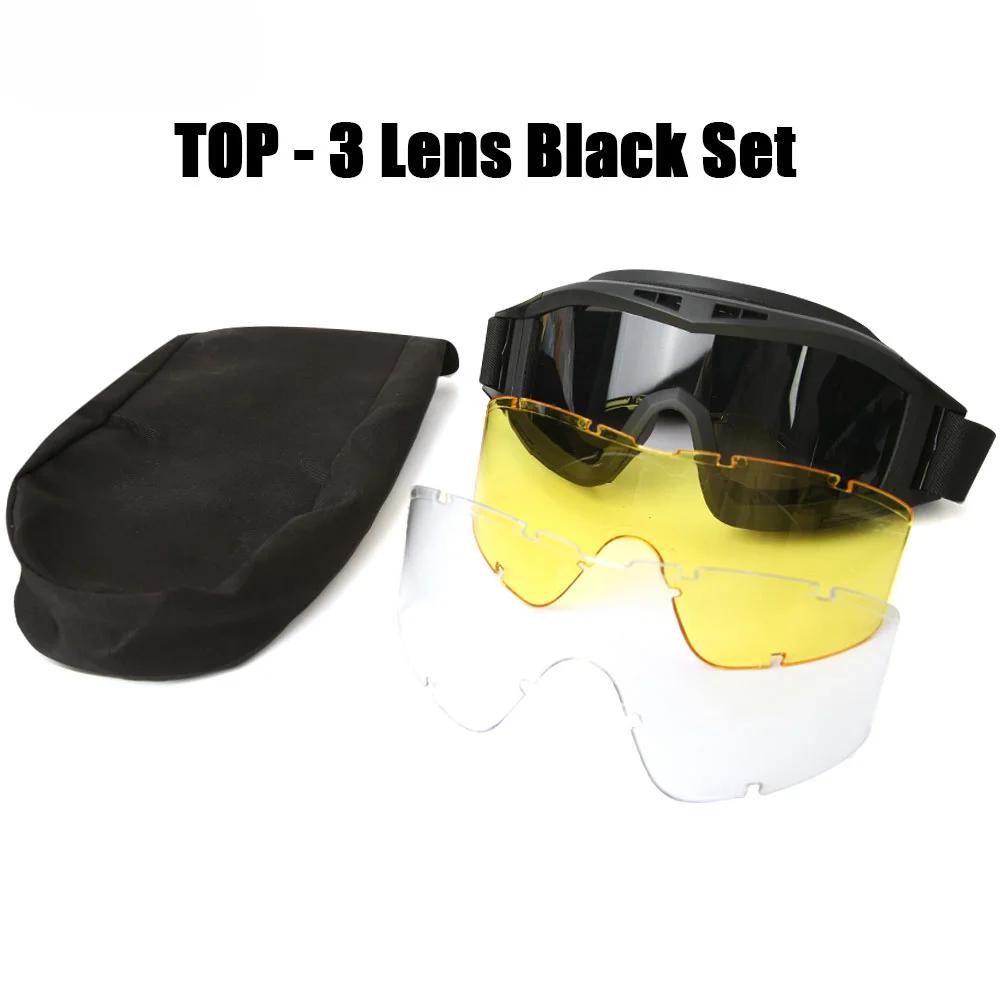 Tactical Goggles Mountaineering Shooting Sunglasses Windproof Sand Control Motocross CS Glasses 3 Lenses Replaceable Motorcycle