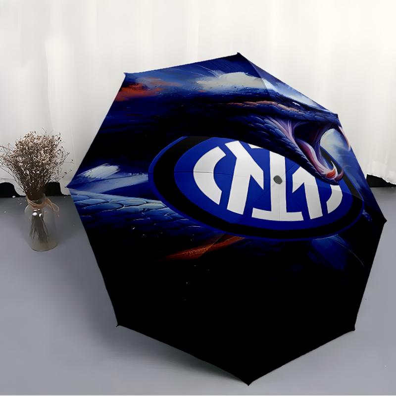 Umbrelă pliabilă cu logo imprimat FC Inter Milano, pentru exterior, timp liber și călătorii, Material durabil pentru umbrelă, Cadou de zi de naștere și sărbători