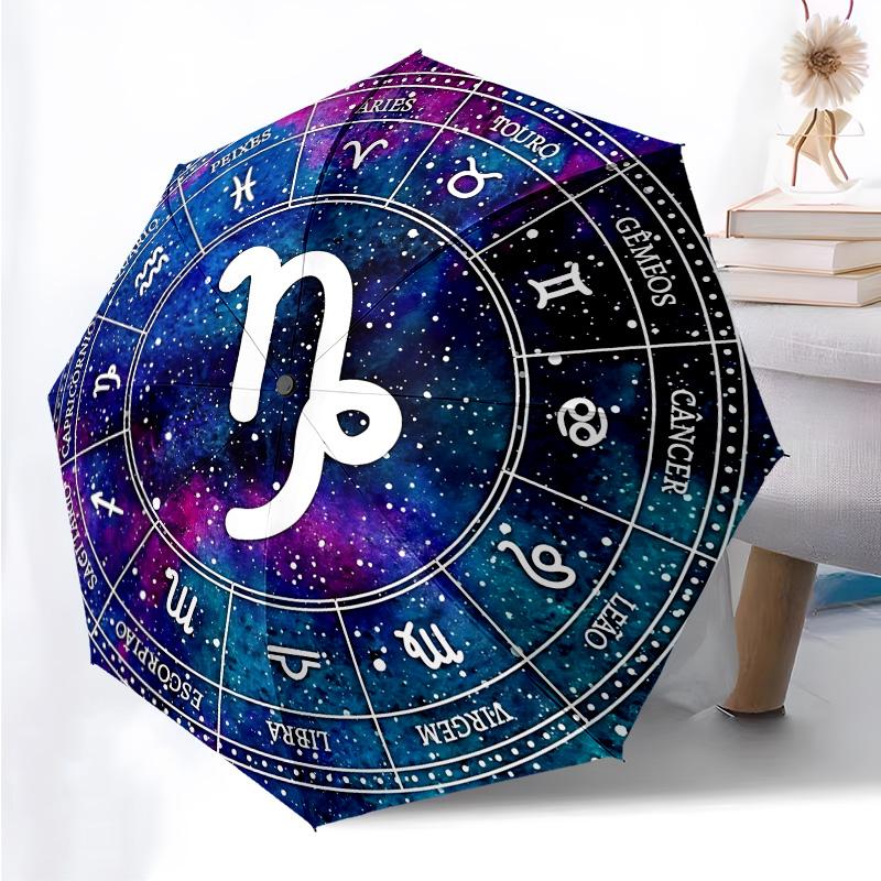 Twelve Constellations Folding Umbrella Fashion Auto-Open 8 Iron Ribs Plastic Handle Foldable Sunshade Perfect Christmas Gifts