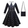(Dress Bag and Wigs, 8-9 Years) 2023 Movie Wednesday Addams Dress For Girls, Halloween Wednesday Addams Costume Outfit, Kids Cosplay Fancy Dress Up