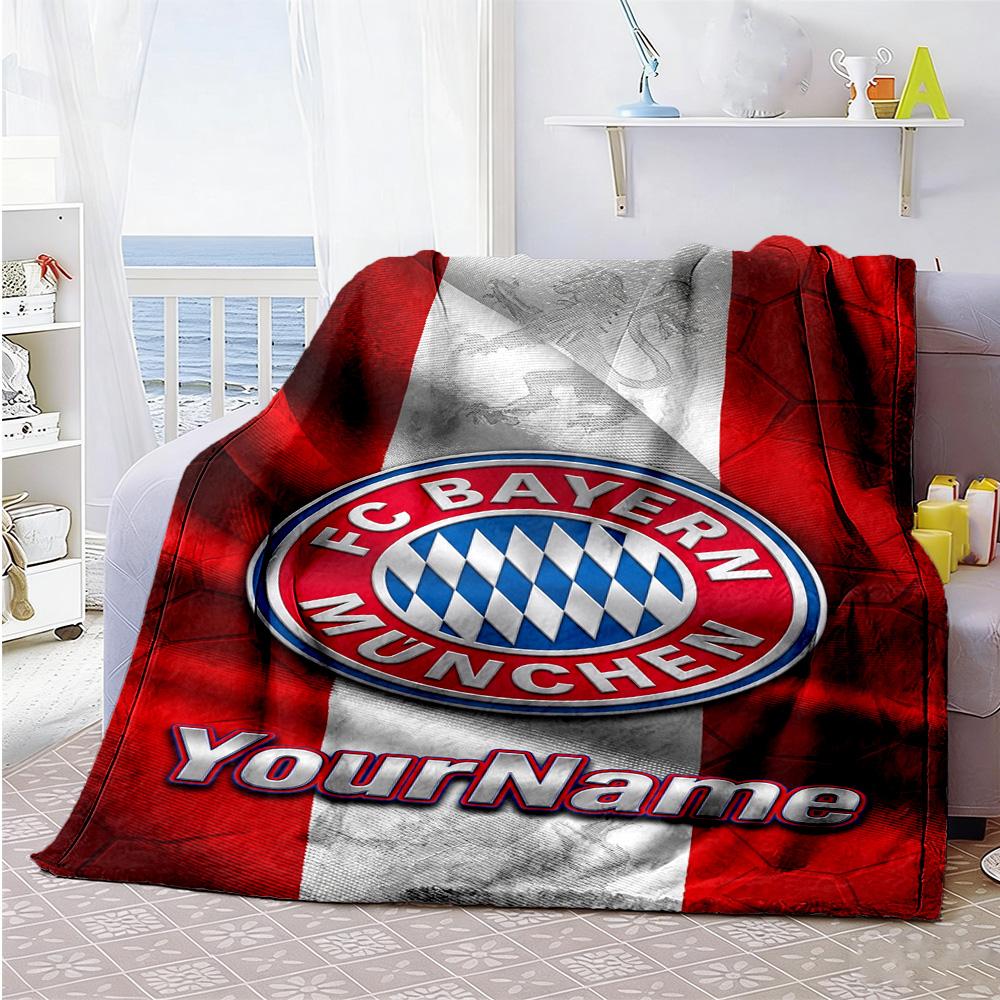 Bayern Munich Personalized Text Blanket Gift Personalized Blanket Soft Warm Cozy Suitable for Couch Living Room Livingroom Nap Four Seasons Universal