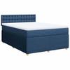 Box Spring Bed with Mattress Blue 160 X 200 Cm Fabric