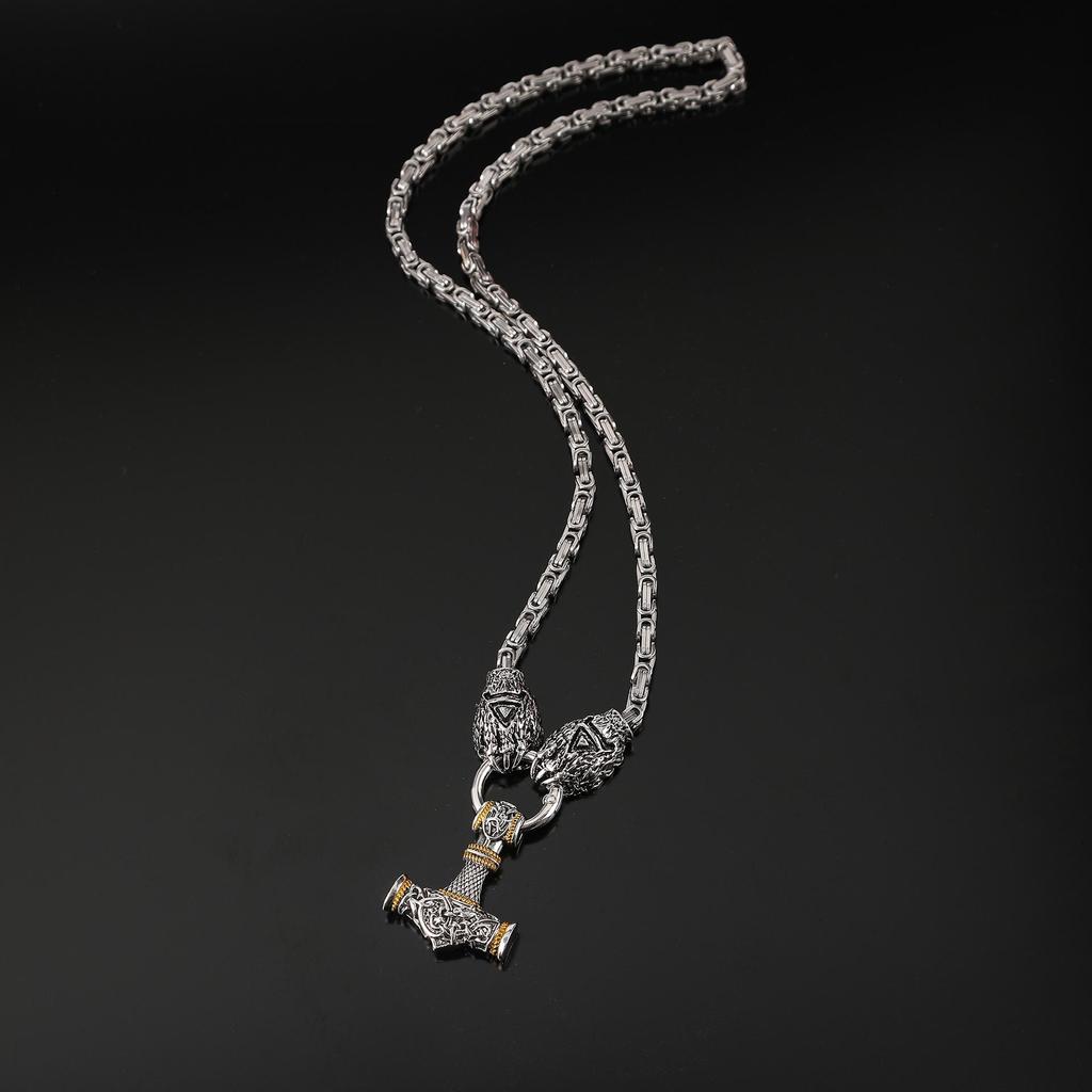 Collana Ciondolo Martello Artiglio d'Orso Vichingo Retrò - Catena in Acciaio Inossidabile, Gioielli alla Moda & Trendy