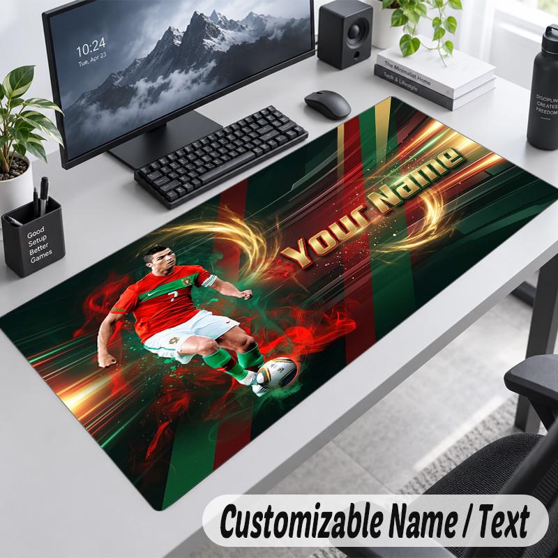 Benutzerdefinierter Namens-Text-Mauspad Cristiano Ronaldo Personalisierte Schreibtischunterlage Für Arbeit Und Gaming