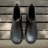 Medelhöga regnskor herr sammet mode vattenskor platt sula halkfria vattentäta limskor varma regnstövlar herr