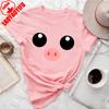 Pig Funny Cotton Unisex Unisex Pink T Shirt Funny Print Round Neck Tshirt Cute Graphic Tees Comfortable Personality Sweatshirt
