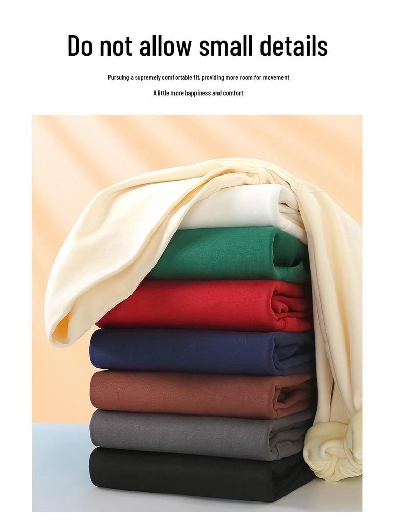 Unisex Trendy Heavyweight 480g Cotton Fleece-Lined Hoodie – Autumn/Winter Drop Shoulder Pullover