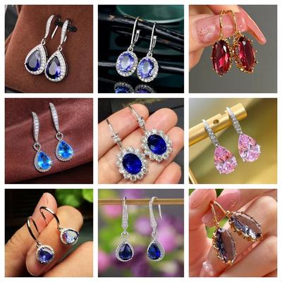 Neue bunte Kristall Zirkon Brautohrringe, Europäischer und Amerikanischer personalisierter Modetrend, High-End Schmuck