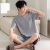 Men's 100% Cotton Short Sleeve Pajama Set - Summer Lightweight, Wearable Outdoors, Ideal for Teens