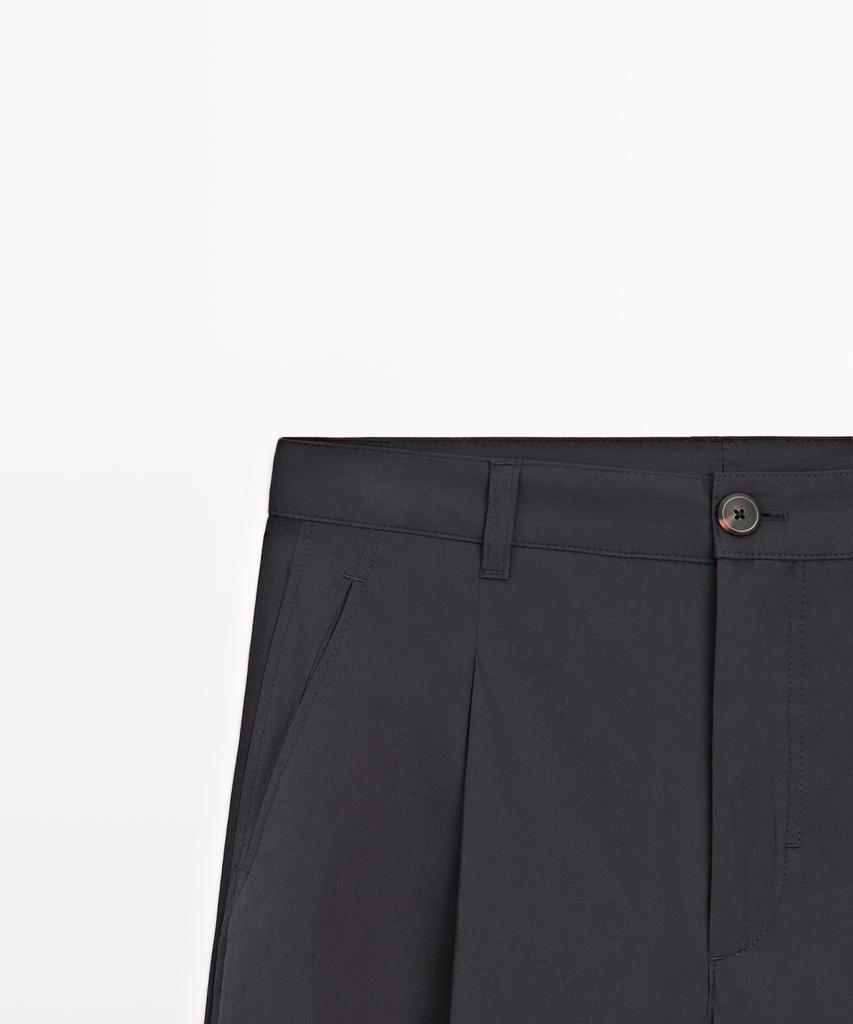 Masimodutti Cotton Blend Pleated Wide Pants