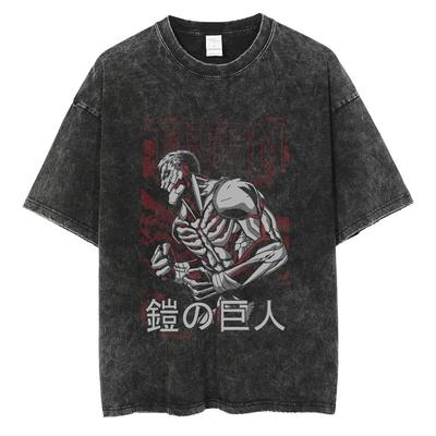 Attack on Titan Gepanzerter Titan "Yoroi no Kyojin" Vintage Gewaschenes Oversized T-Shirt | Unisex Anime Streetwear Tee