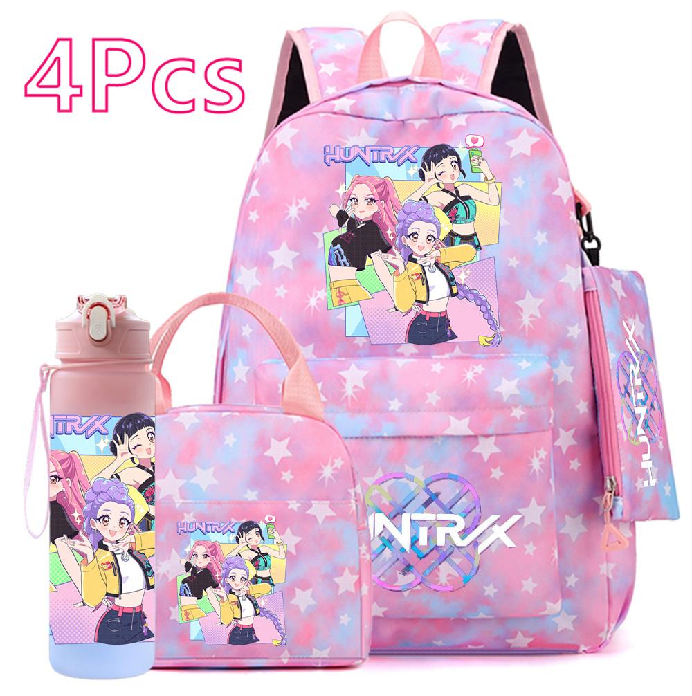 4Pcs/set KPOP Printed Backpack Handbag Pencil Case Withh 750Ml Water Bottler for Teenager Boy Girl Large Capacity Bookbag Schoolbag Drinking Cup