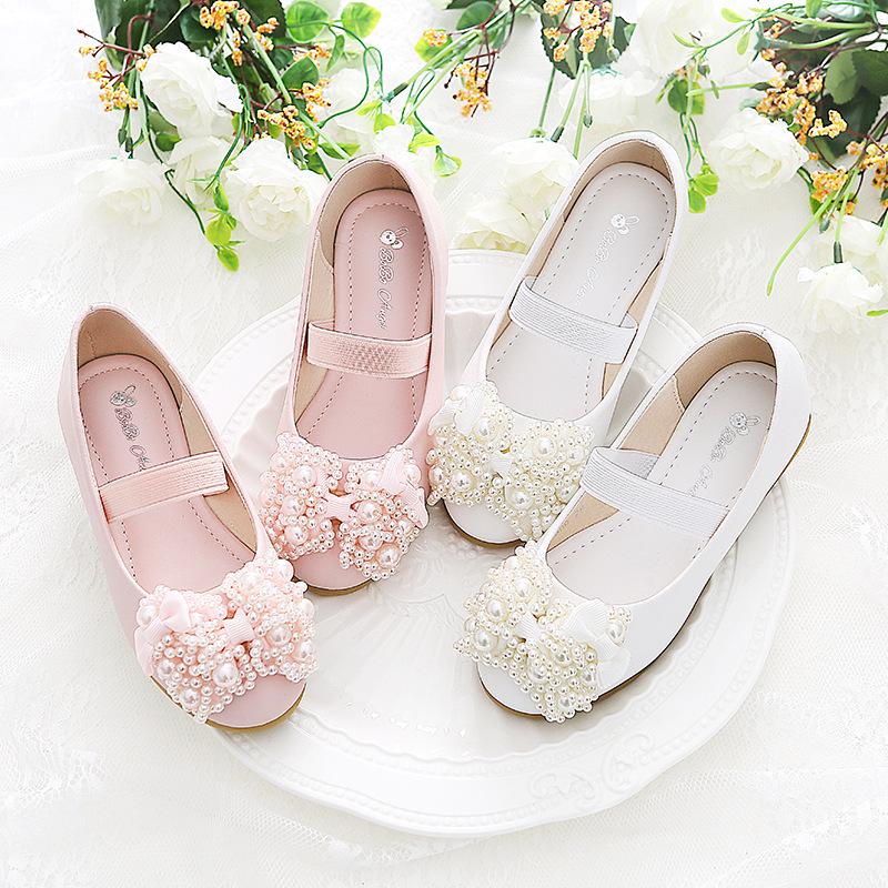 Girls' Princess Leather Dance Shoes - Flat, Single Dress Shoes for Baby and Toddlers