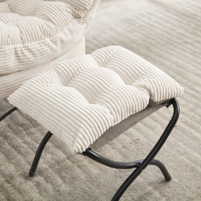 Verstellbarer Sessel mit Fußstütze, Armlehnen und Seitentaschen Lesesessel mit Fußstütze Weißer Eck-Sessel