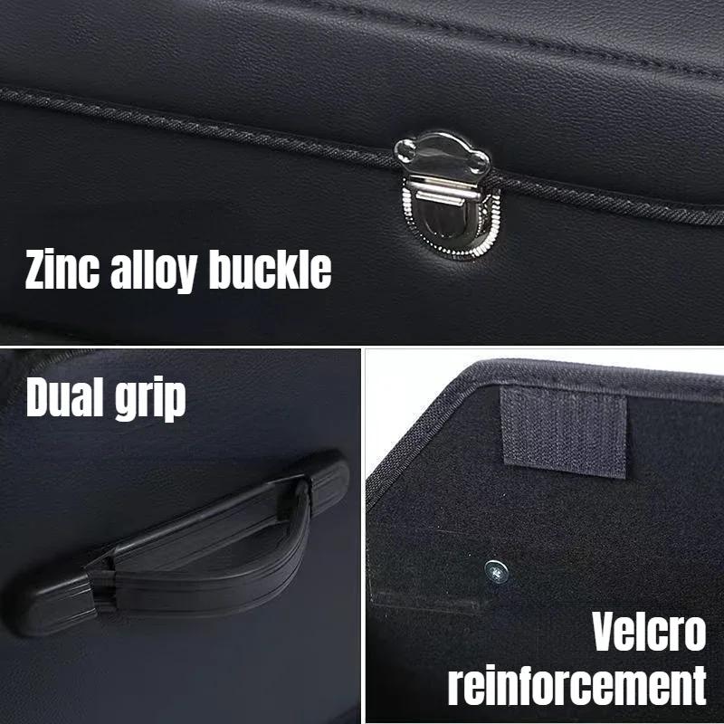 Car Trunk Organizer Organizers And Storage Suv Faux Leather Foldable Trunk Multi-Compartment Adjustable Auto Grocery Storage Box