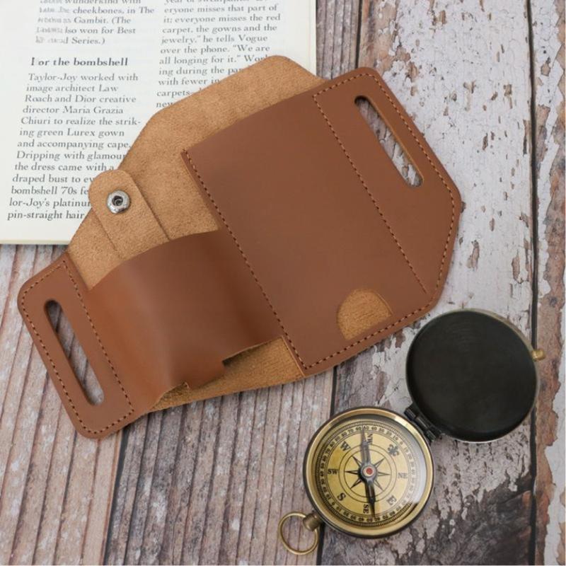 Compactly PU Leather Strategic Pocketknife Sheath And Compass Organizers For Camping Hiking Adventures