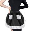 Maid Apron Costume Adjustable Ruffled Maid Apron for Halloween Cosplay Women Kitchen Apron Cooking Apron with 2 Pocket
