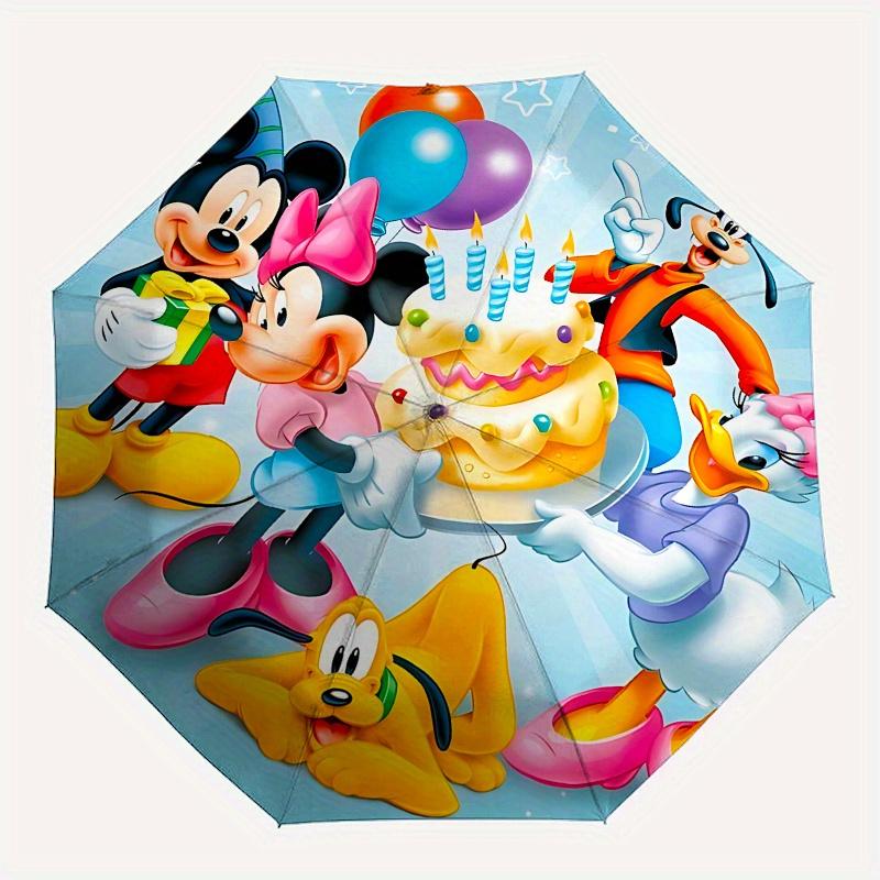Mickey Mouse, Birthday Party Automatic Opening and Closing Umbrella, Compact Travel Umbrella, Lightweight and Portable, Suitable for Beach C