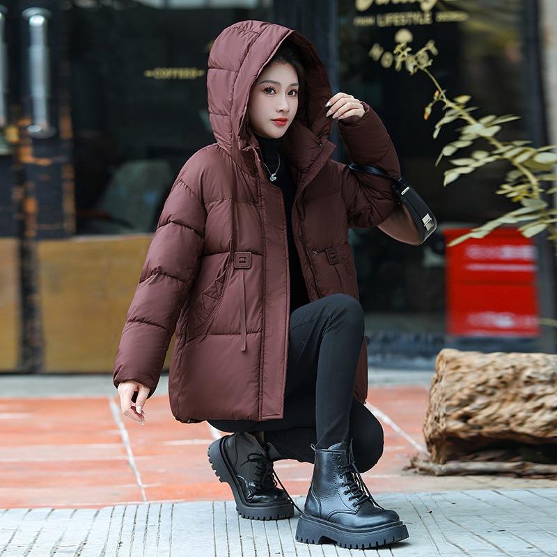 

Женская короткая одежда с пуховым хлопковым наполнителем, новая модная утолщенная хлопковая одежда, маленькие простые хлопковые куртки, трендовые L suggestion [135-150] catties кирпич красный