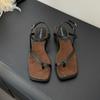 Fashion Female Spring Summer Wedges Women Heeled Sandals Shoes Buckle Strap Fashion Square Toe Ladies Wedges Sandals Shoes Flip Flops
