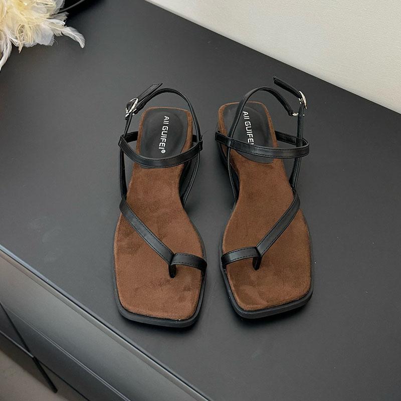 Fashion Female Spring Summer Wedges Women Heeled Sandals Shoes Buckle Strap Fashion Square Toe Ladies Wedges Sandals Shoes Flip Flops