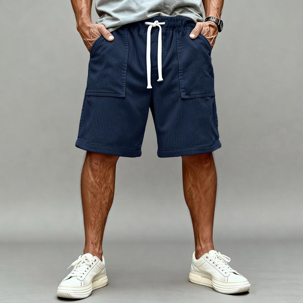 Men's -color Casual Corduroy Loose Five-inch Length Shorts - Men's Comfortable Sports Shorts