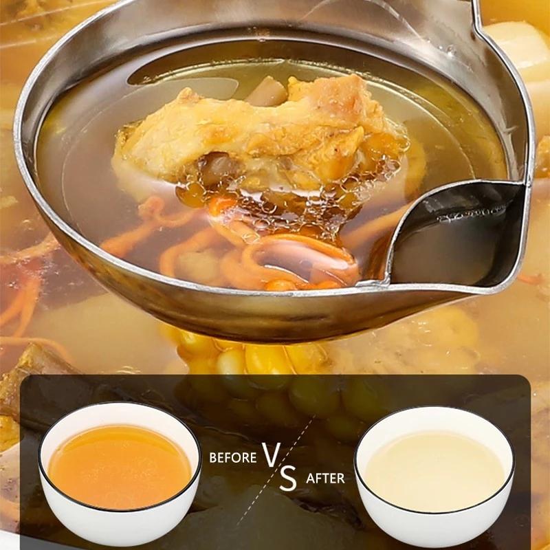 201 Stainless Steel Oil Filter Spoon Grease Filter Hot Pot Colander Household Soup Spoon Stainless Steel Oil Separator Spoon