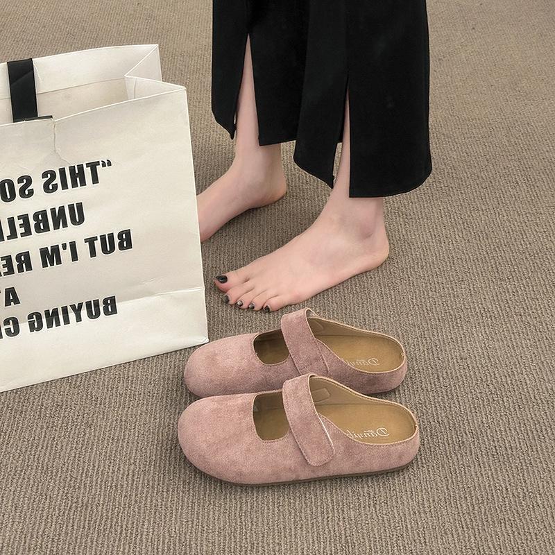 In the Summer of 2025, the New Velcro Lazy One-pedal Fashionable Pink Half-tray Shoes, Platform Height-increasing Outer Slippers.