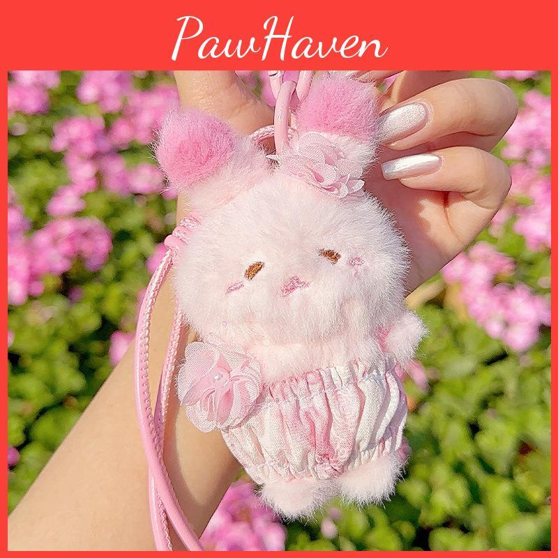 Cherry Blossom Bear Rabbit Cat Plush Animal Keychain For Girls And Kids