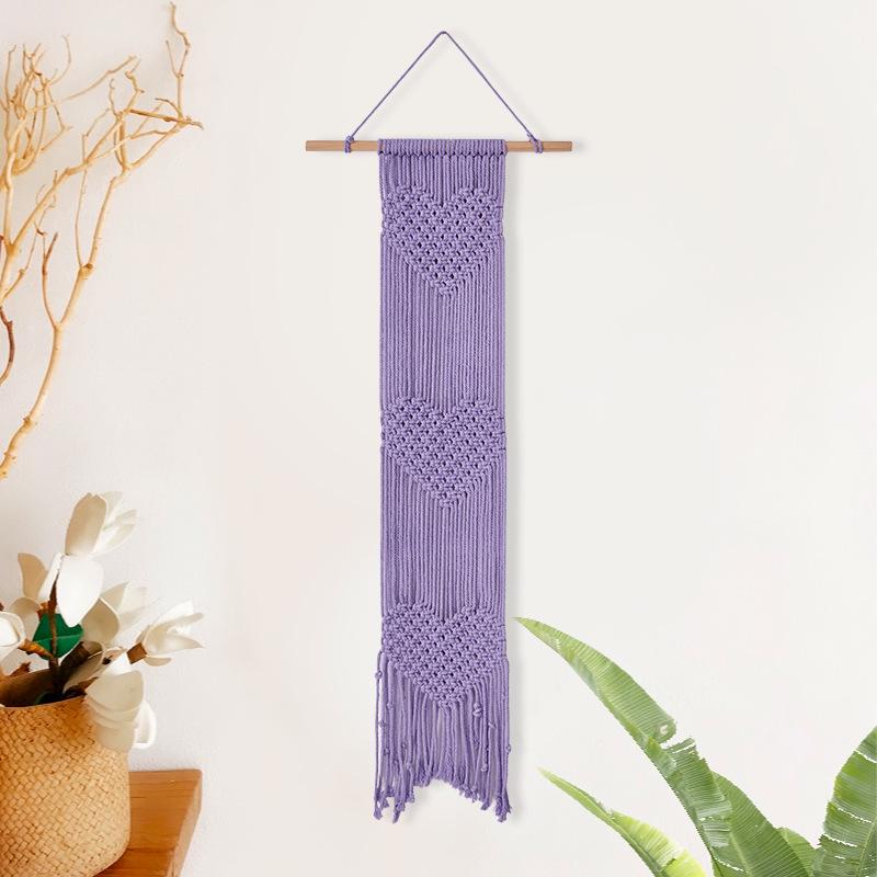 Bohemian Nordic-Style Hand-Woven Cotton Rope Tassel Tapestry Wall Decor фиолетовый