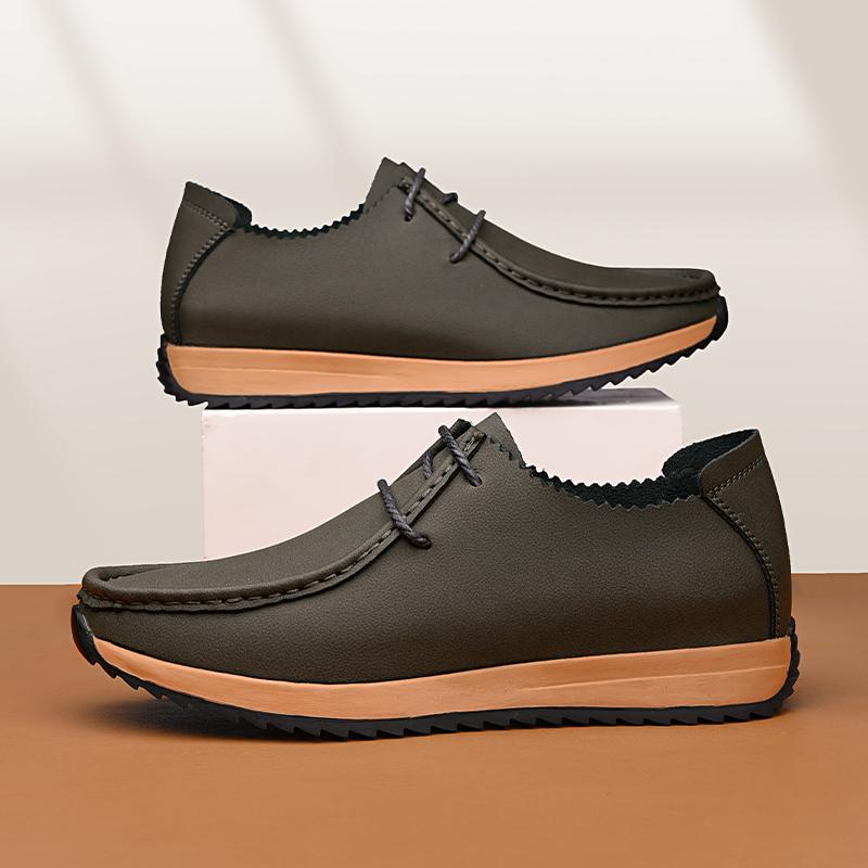 Fashion High Quality Handmade Stitched Leather Shoes Branded Business Office Casual Shoes Thick Soled Comfortable Anti Slip Men's Shoes