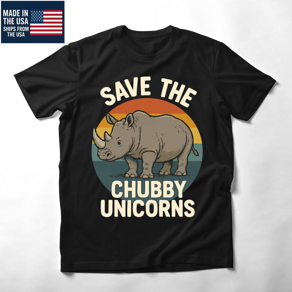 Mens Funny T Shirts Save The Chubby Unicorns Sarcastic Rhino Graphic Novelty Tee Unisex T-Shirt XXXL