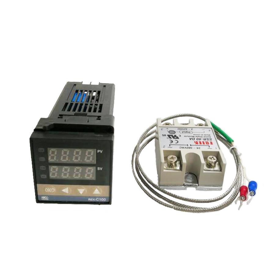 REX-C100 Digital PID Thermostat Temperature Controller digital REX-C100 40A SSR Relay/K Thermocouple Probe/heat sink