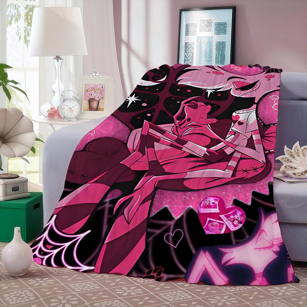H-Hazbin Cartoon Hotel Funny Blanket Warm And Soft Suitable For Bedroom Living Room Sofa Bed Office Travel Camping