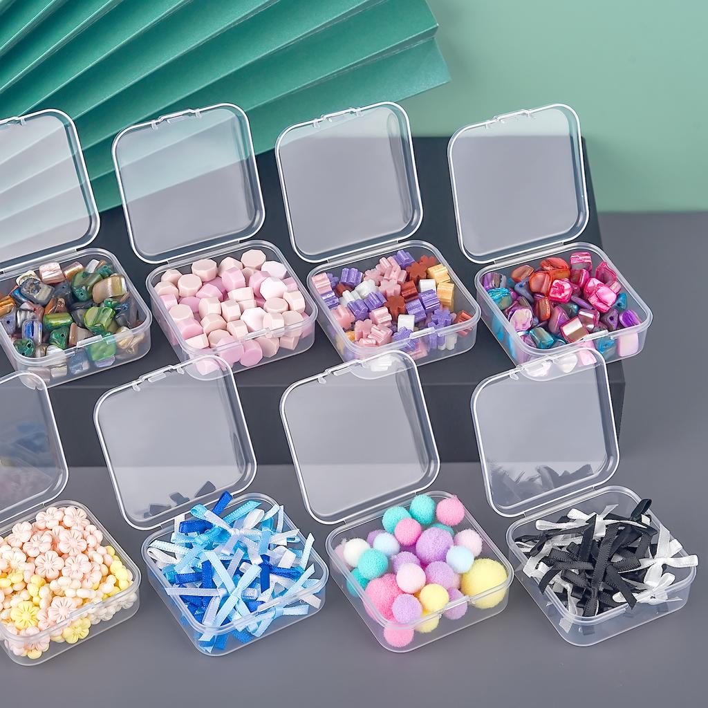 Bead Organizer Box 4/10/12/15/28Pcs Small Clear Plastic Bead Storage Containers With Hinged Lid For Storage Items Crafts Jewelry