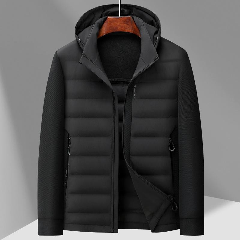 

Легкая куртка-пуховик мужская новая с капюшоном короткая для молодых мужчин 4XL чёрный