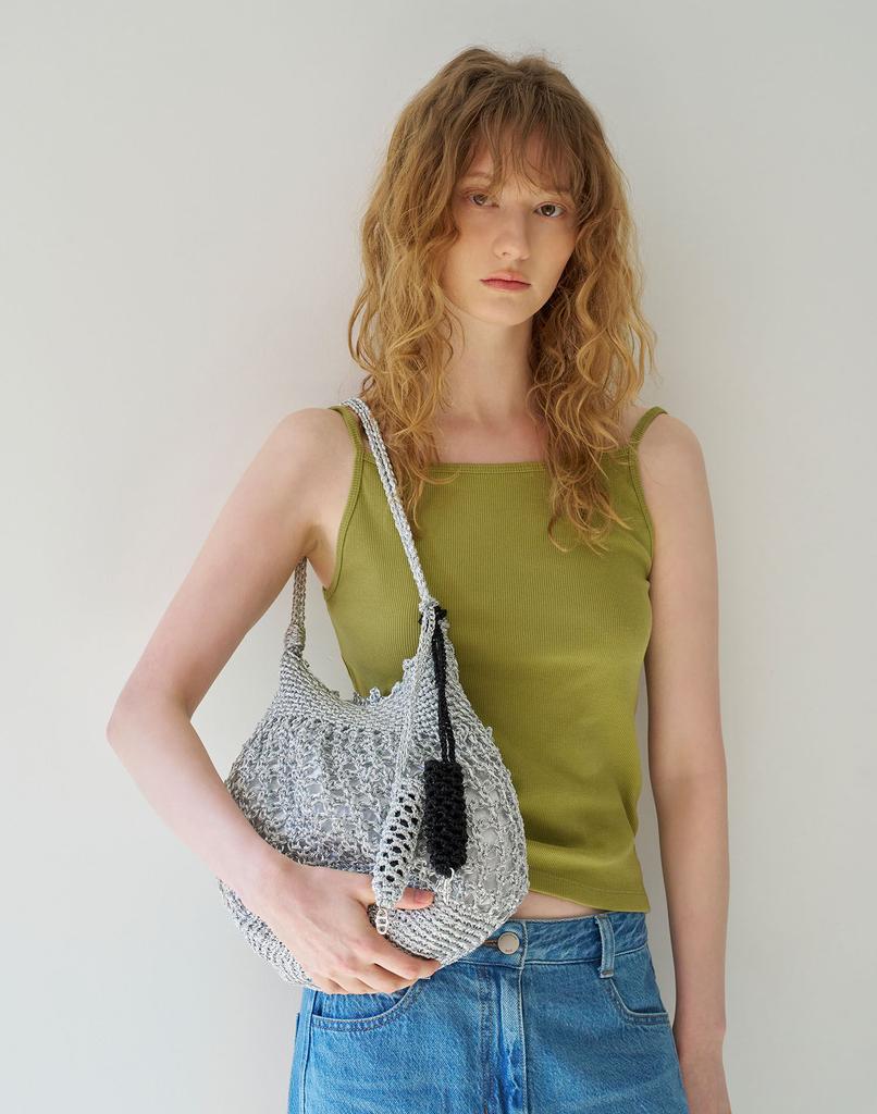Athe Vanessabruno Silver Metal Knitting Shoulder Bag M Aaba6E811Sv