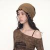 Retro Simple and High-end Lace Button Cold Hat, Warm In Autumn and Winter, Plain Knitted Stacking Hat, Small Headgear Hat