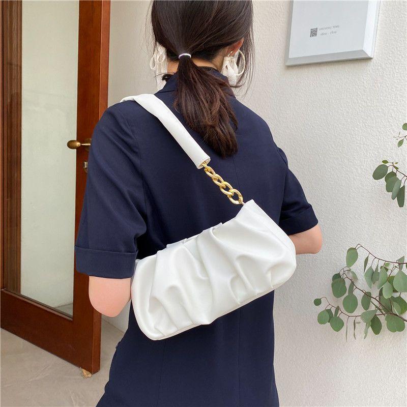 Geantă de damă cu stil avansat, la modă și versatilă, plisată, tip nor, geantă crossbody, cu bandă largă, geantă de umăr cu un singur braț, geantă de mână pentru femei