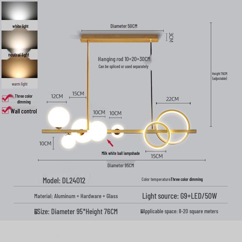 Nordic Modern Minimalist Chandelier - Creative Dining Room Light with Magic Bean Glass Bubbles.